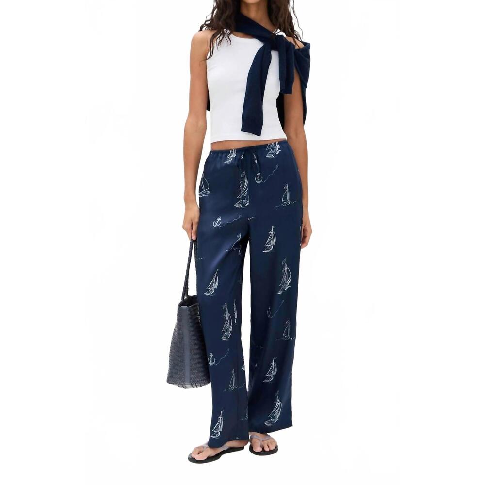 Rails Navy Sailboat Print Pants Straight Leg Beach Vacation Size S